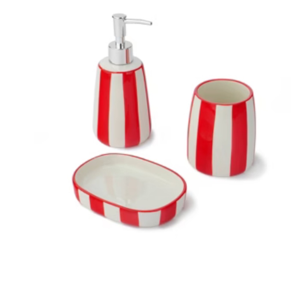 3рс Ceramic Bath Set - Bullseye's playground red striped